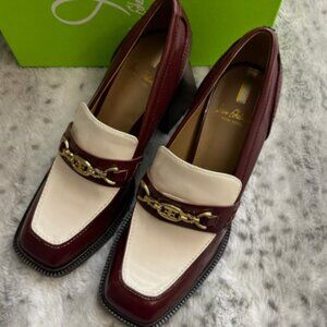 Sam Edelman Quincy Block Heel Loafer MSRP$190 CHIC & COMFORTABLE in Syrah/Ivory